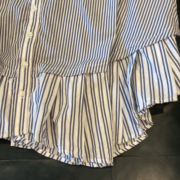 Free People Striped Ruffle Hem Mini Dress - Blue/White - Picture 5 of 12